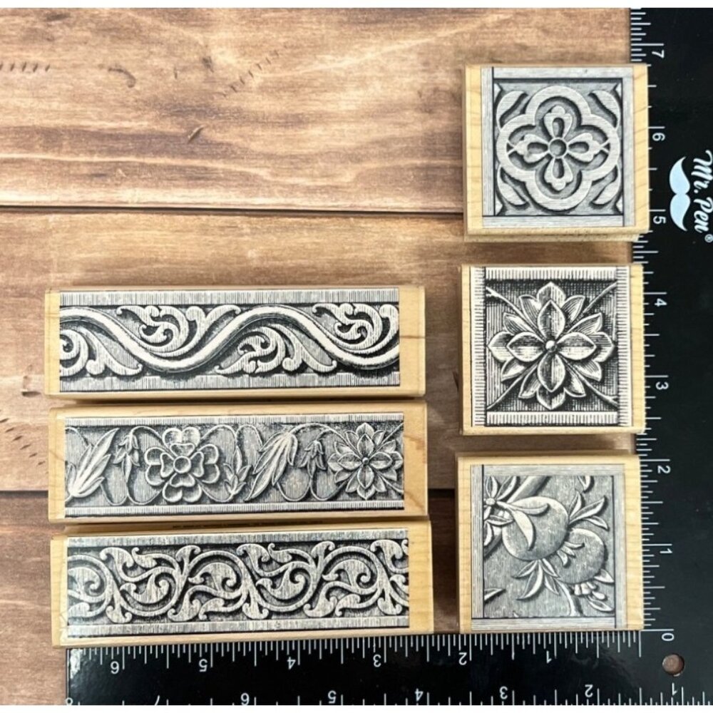 RARE Hero Arts Wood Mounted Rubber Stamp Set of 6 Poetic Prints